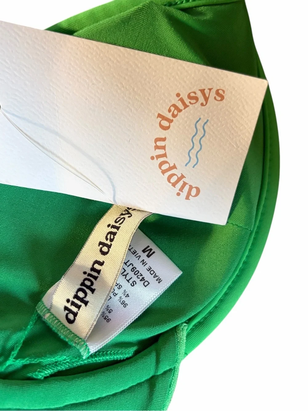 NWT Dippin Daisy’s Daphne Underwire Bikini Top Medium Pickleball Terry Green